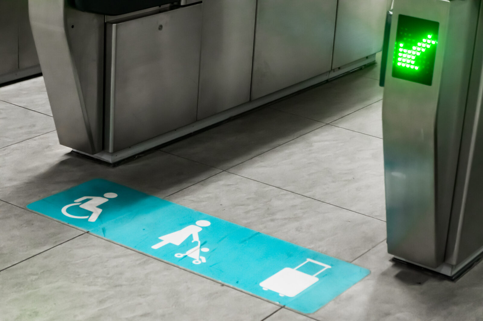 Various Sign and Symbol Placed on the Floor of Entrance Platform to Subway Train