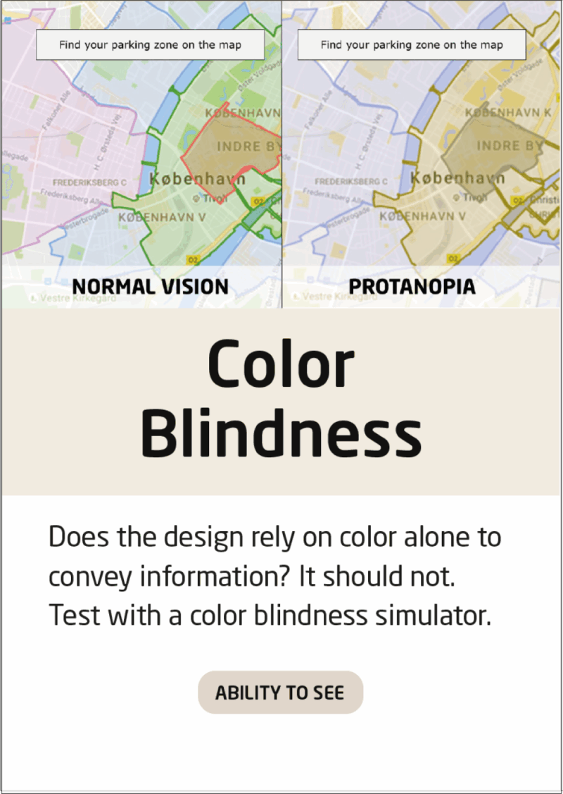 Digital Inclusion Prompt Card providing information on how to improve Color Blindness